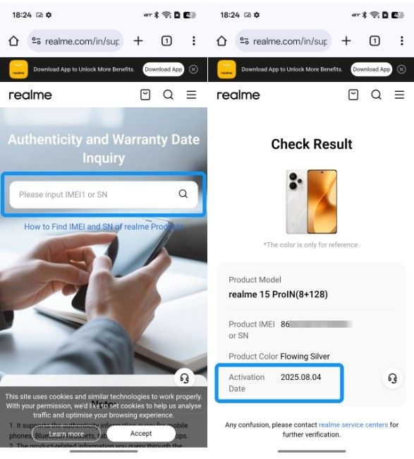 Realme warranty check Realme warranty check