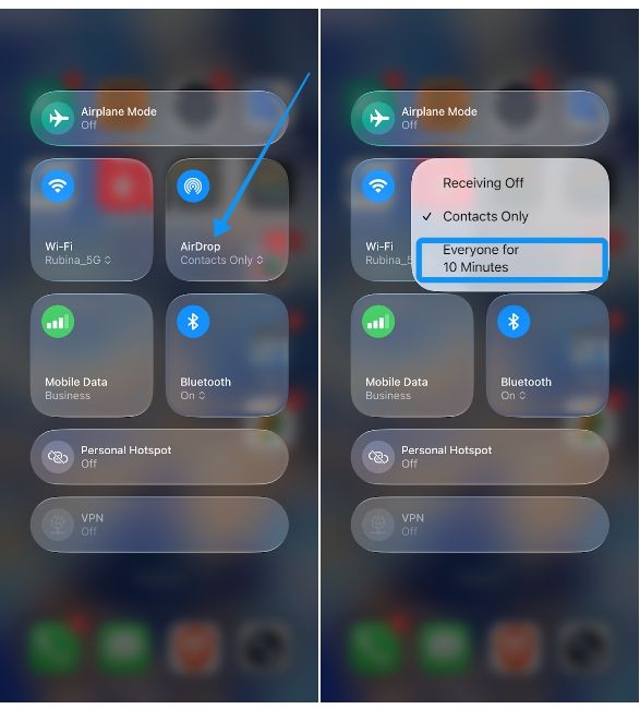 Enabling AirDrop Everyone mode on IPhone Enabling AirDrop Everyone mode on IPhone