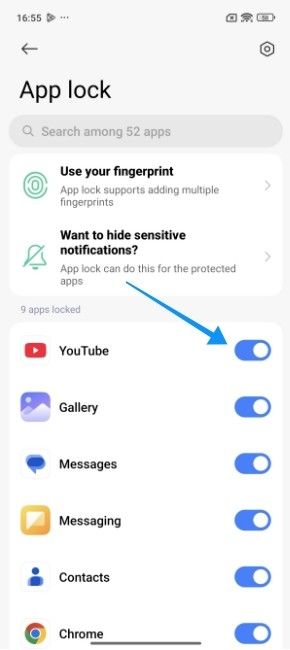 Toggle on or off which apps to hide Toggle on or off which apps to hide