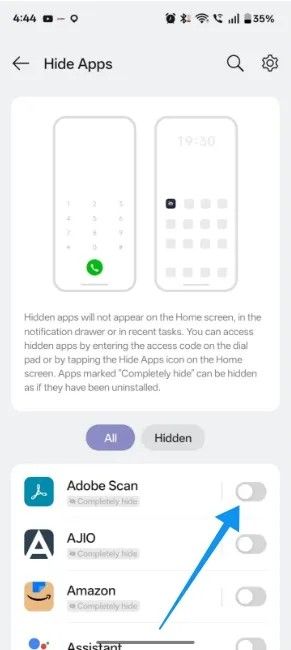 Adbe Scan unhide app