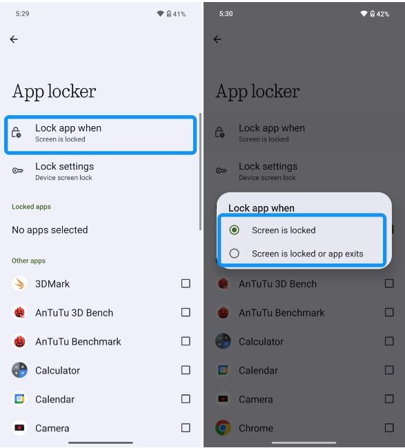 Nothing App Locker lock apps when option Nothing App Locker lock apps when option