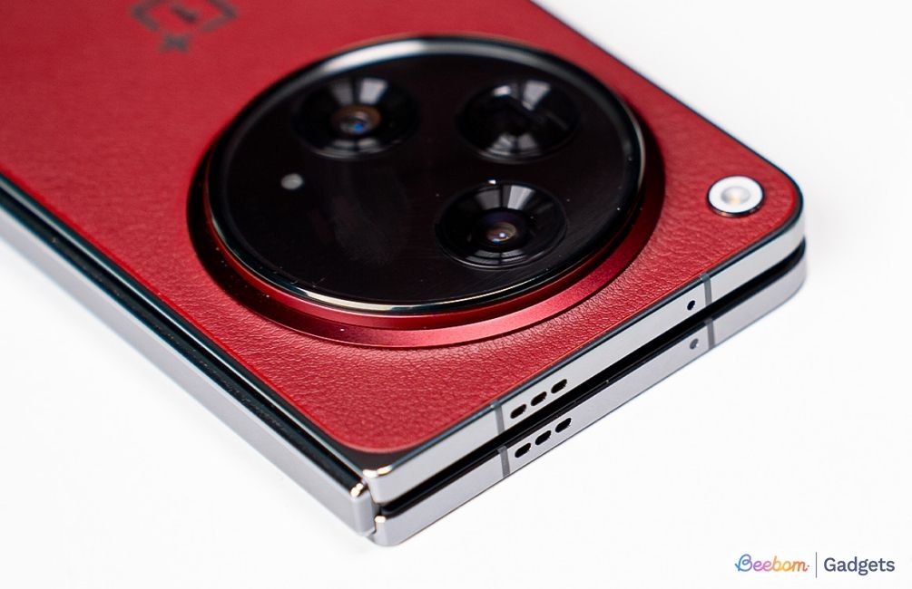 shot of the OnePlus Open folded placed face down on a desk shot of the OnePlus Open folded placed face down on a desk