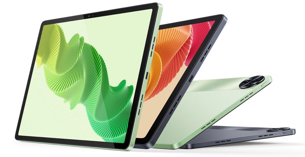 Realme Pad 2 in green and black colourways Realme Pad 2 in green and black colourways