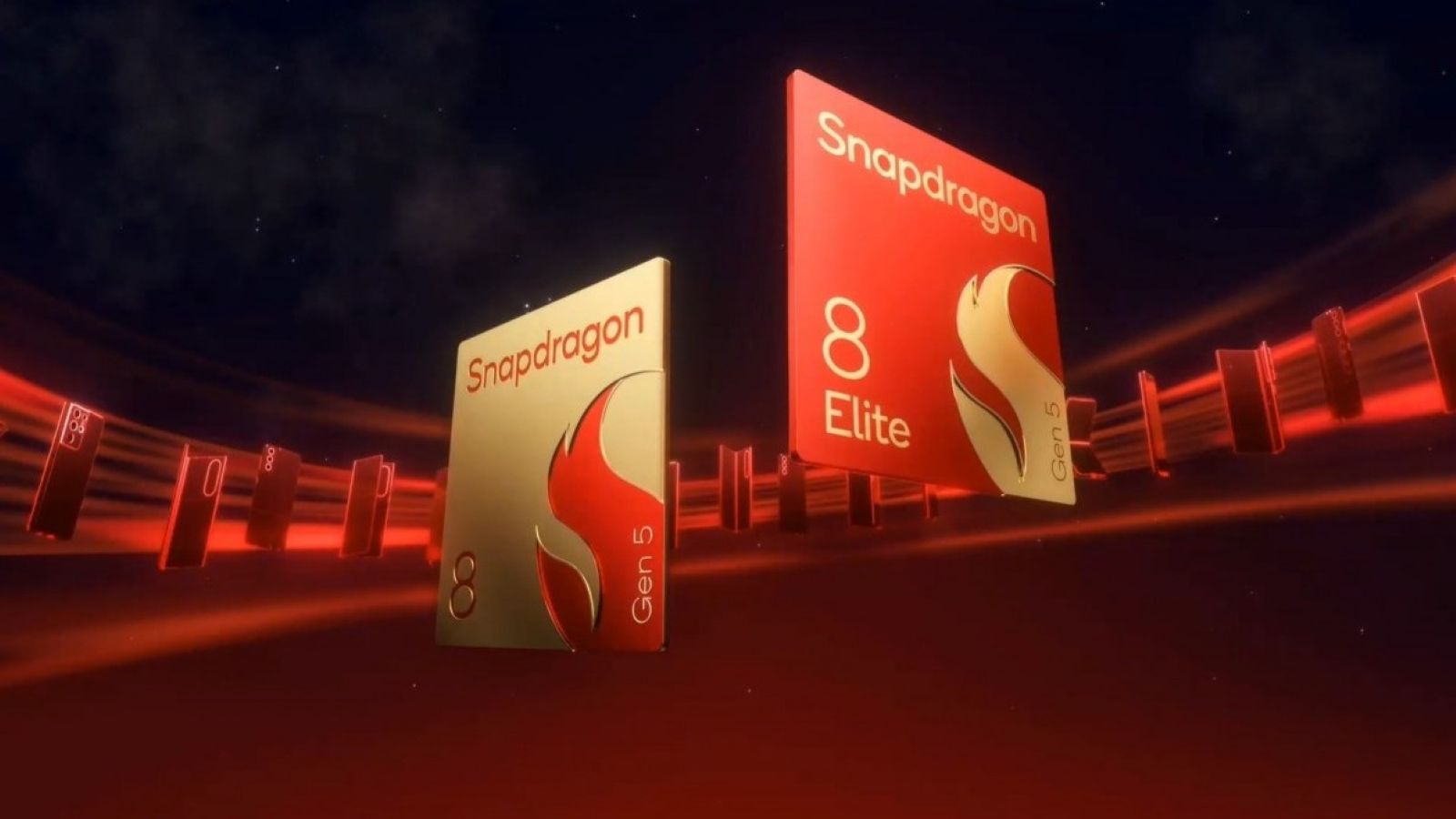 Qualcomm Snapdragon 8 Gen 5 illustration in red and yellow Qualcomm Snapdragon 8 Gen 5 illustration in red and yellow