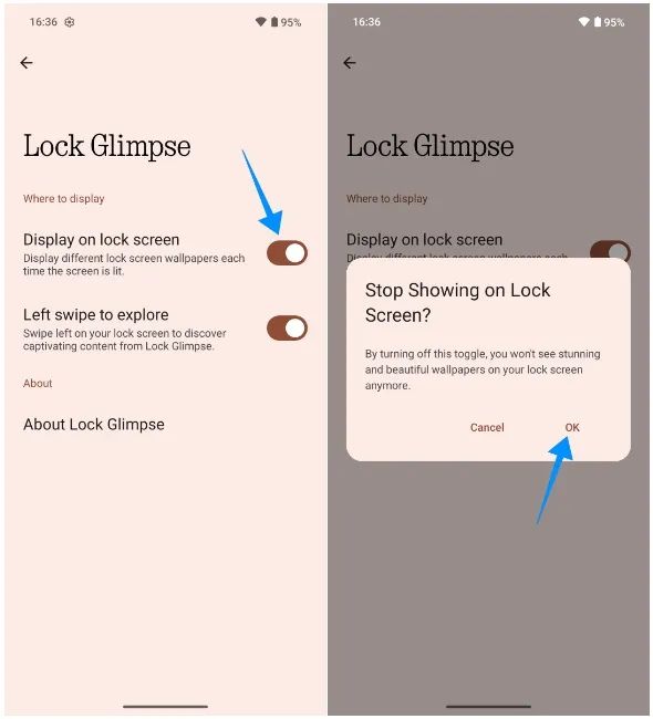 Lock glimpse toggle turn off Lock glimpse toggle turn off