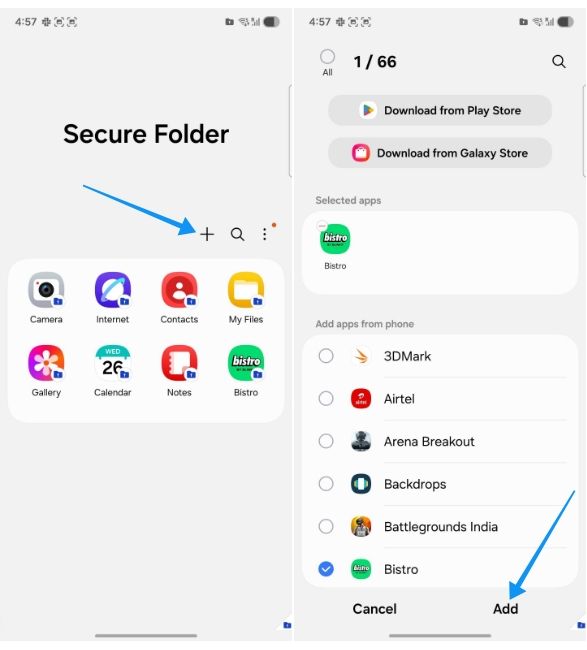 Add apps to secure folder Add apps to secure folder