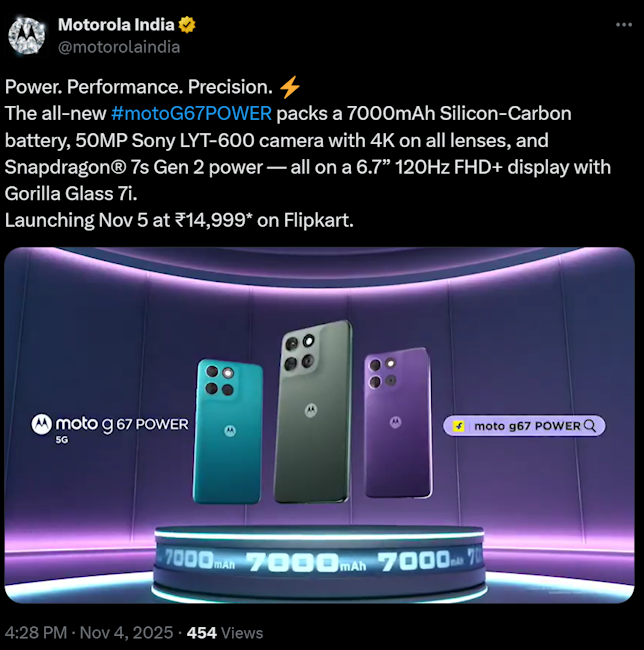 Moto g67 Power specs and price reveal