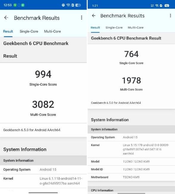 Snapdragon 6 Gen 4 vs Dimensity 6400 Geekbench