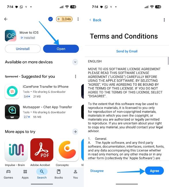 Android Move to iOS app with terms and conditions Android Move to iOS app with terms and conditions
