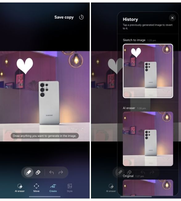 Samsung One UI 8.5 Photo Assist AI history feature