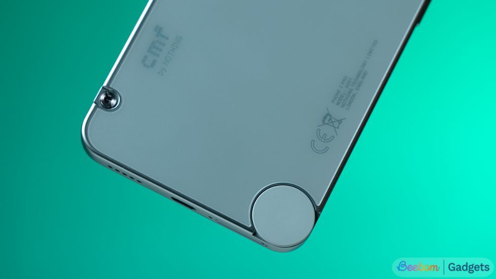 CMF Phone 2 Pro rotating knob closeup from the back
