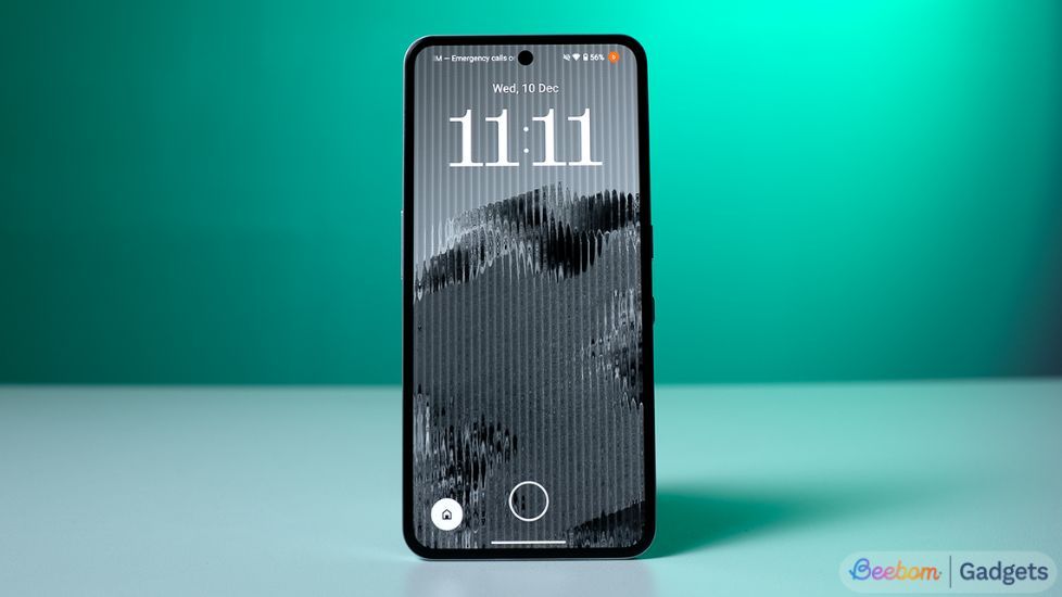 CMF Phone 2 Pro standing on a table from the front on lock screen