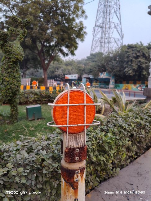 Moto G57 power main camera image of a sign