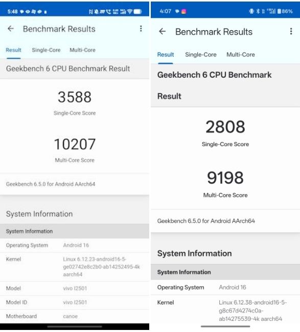 snapdragon 8 elite gen 5 vs snapdragon 8 gen 5 geekbench score