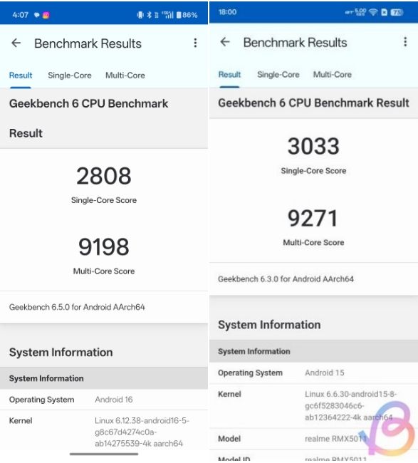 Snapdragon 8 Gen 5 vs Snapdragon 8 Elite geekbench score