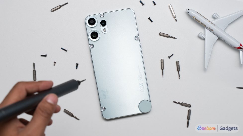 CMF Phone 2 Pro back panel with screw driver
