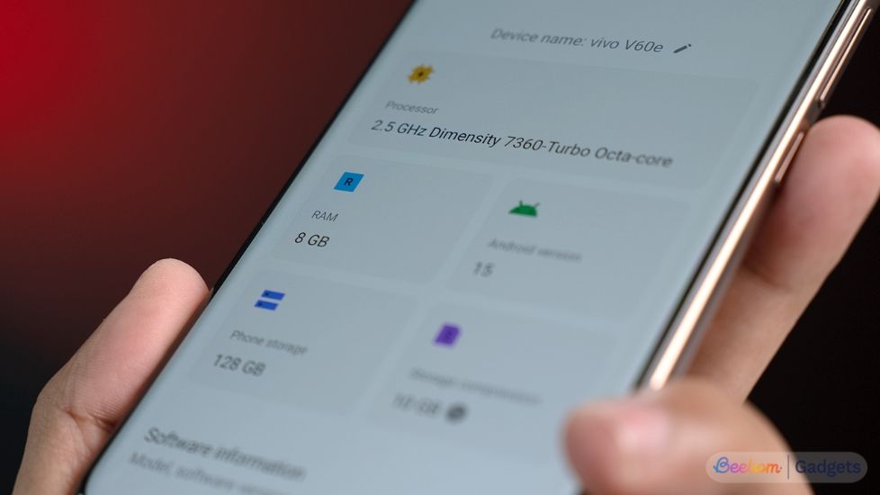 Close up of total RAM in a smartphone
