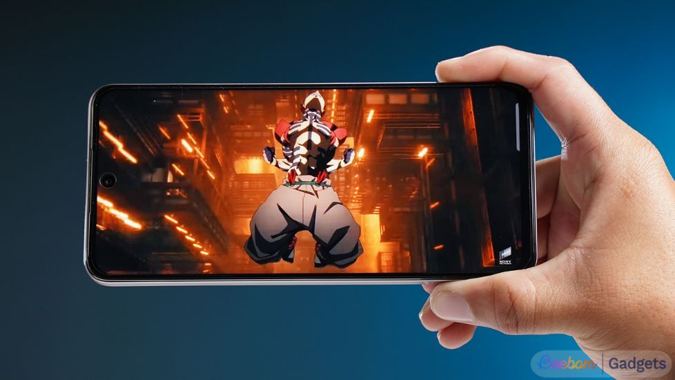 Realme P4x display with Demon Slayer's Akaza on screen Realme P4x display with Demon Slayer's Akaza on screen
