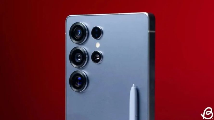 Samsung Galaxy S25 Ultra camera closeup with S Pen from the back