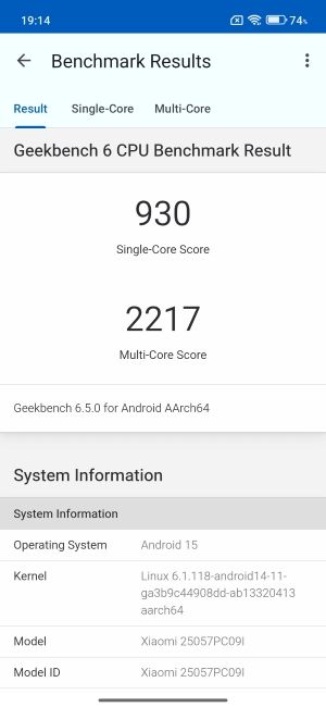 Snapdragon 6s Gen 3 Geekbench