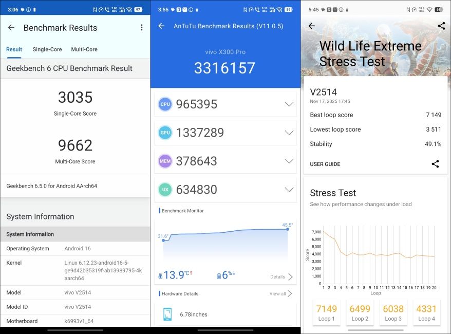Vivo X300 Pro Benchmark screenshots Vivo X300 Pro Benchmark screenshots