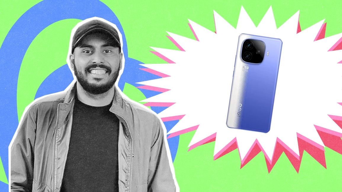 shot of Siddhartha Samaddar next to the iQOO Neo 10R mockup