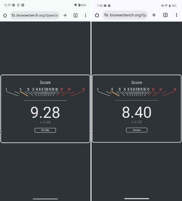 Dimensity 7400 vs Dimensity 7300 CPU Speedometer