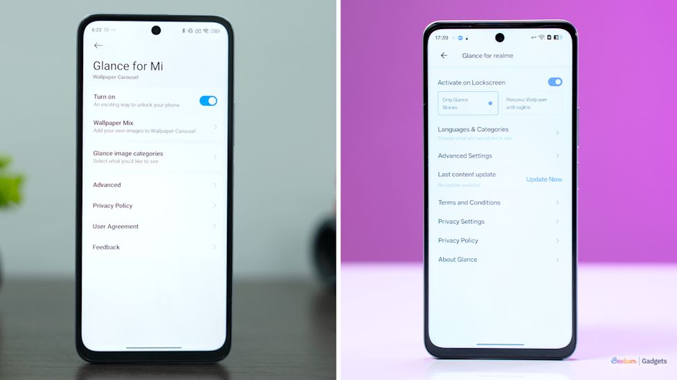 Activate Glance on lockscreen toggle