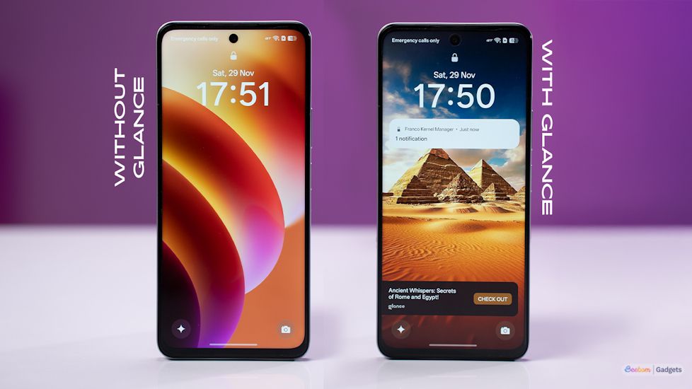 Glance lockscreen turned off and turned on comparison showcased