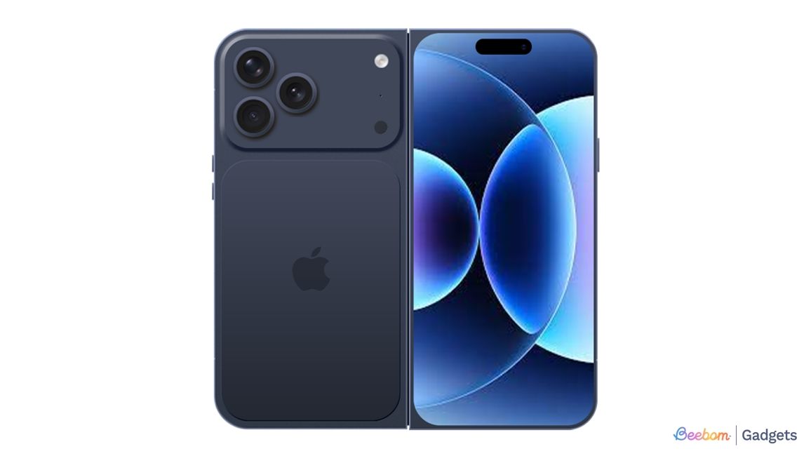 illustration of a iPhone Fold unfolded in front of a white background illustration of a iPhone Fold unfolded in front of a white background