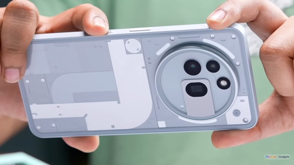 Nothing Phone (3a) Pro Grey in hand back design showcased Nothing Phone (3a) Pro Grey in hand back design showcased