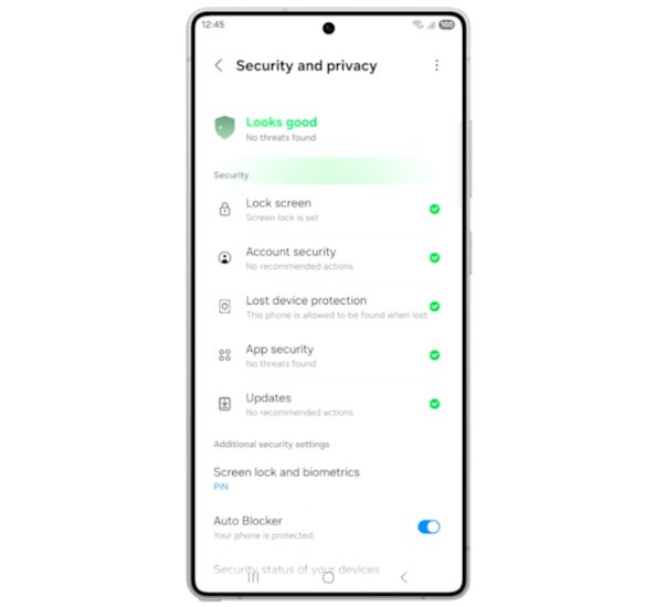 Security and Privacy panel One UI 8.5 Security and Privacy panel One UI 8.5