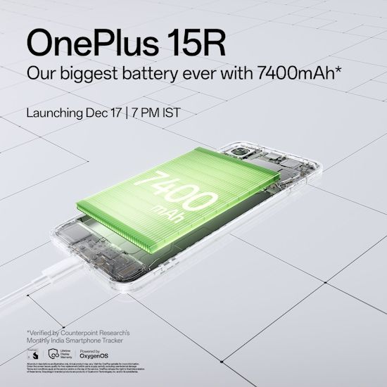 OnePlus 15R battery capacity