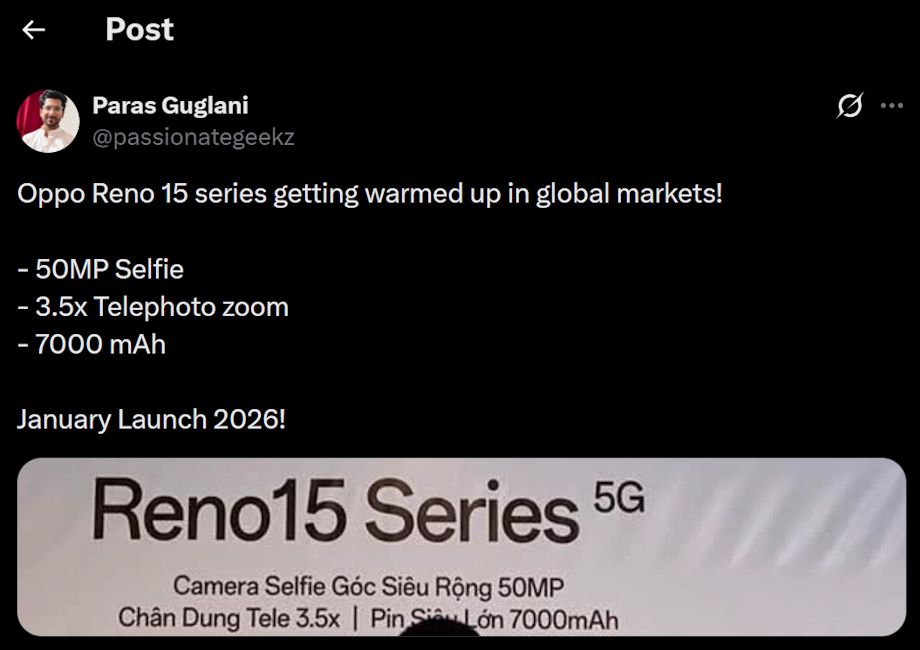 Oppo Reno 15 series for Vietnam Oppo Reno 15 series for Vietnam