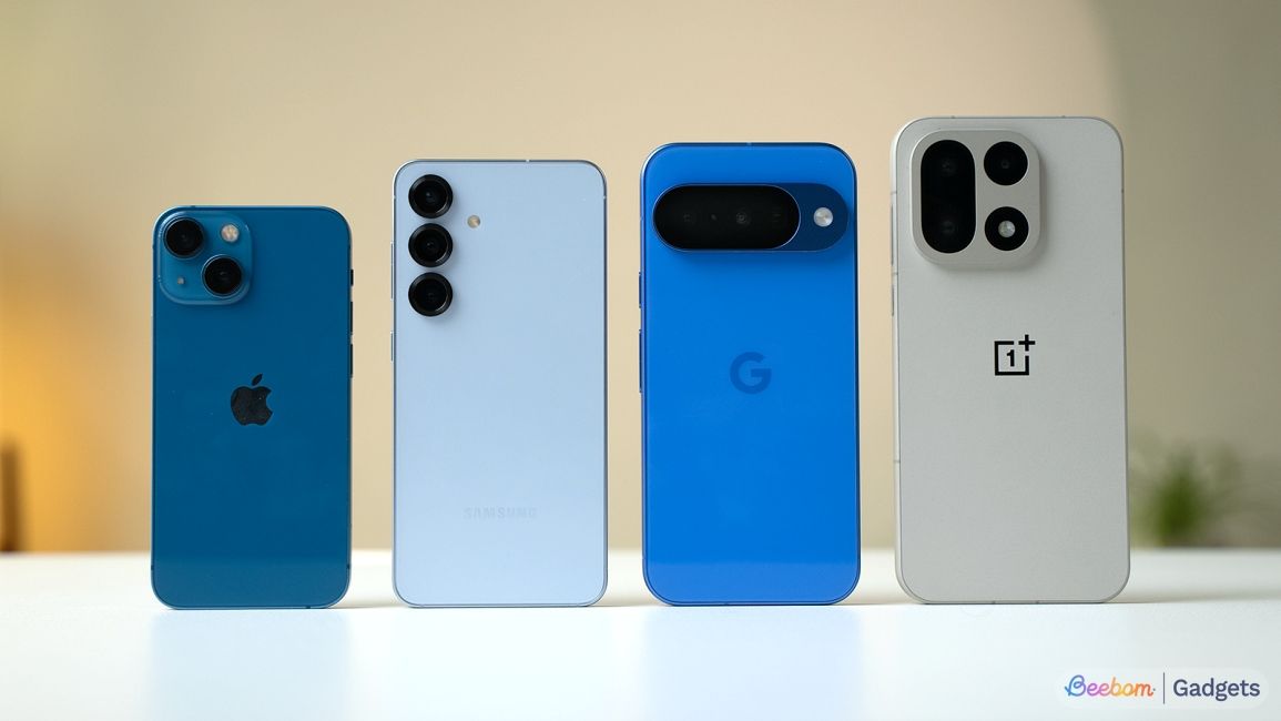 Phones arranged according to their heights