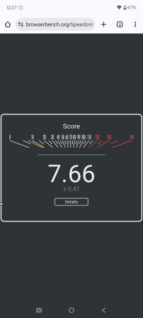 Snapdragon 7s Gen 2 Speedometer score