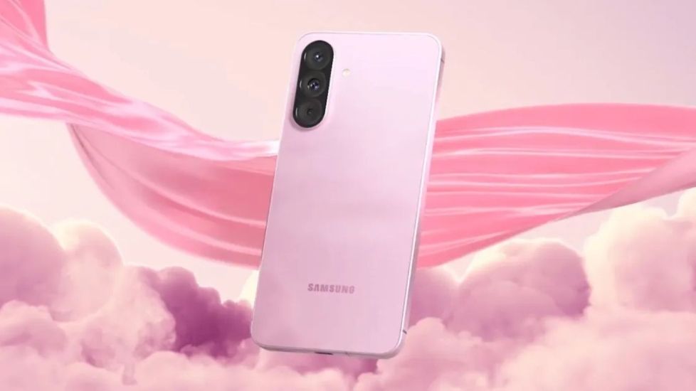 Samsung Galaxy A57 from the back in Pink