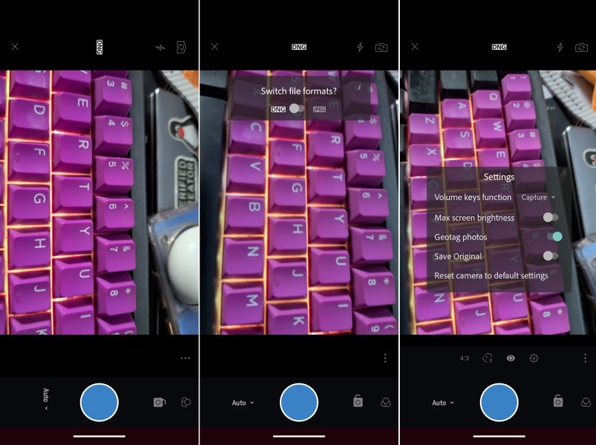 Adobe Lightroom camera screen in action