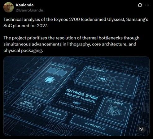 Post on X about Exynos 2700 Post on X about Exynos 2700