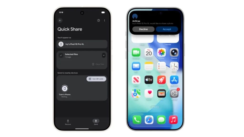 iPhone and Pixel side by side