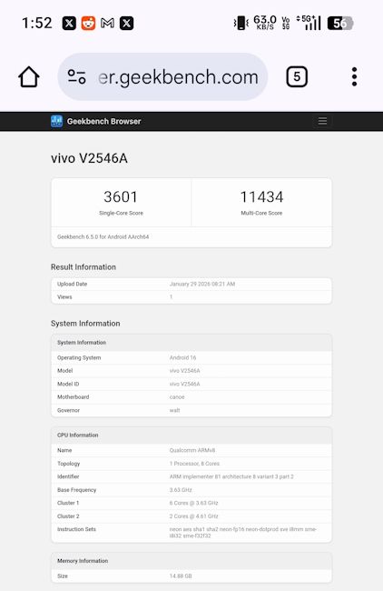 iQOO 15 Ultra Geekbench scores
