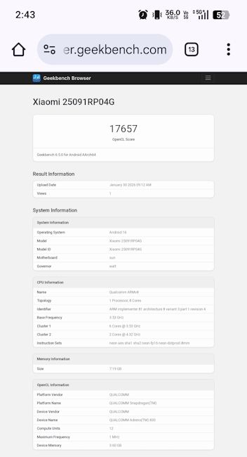 Xiaomi Pad 8 Pro Geekbench OpenCL Xiaomi Pad 8 Pro Geekbench OpenCL
