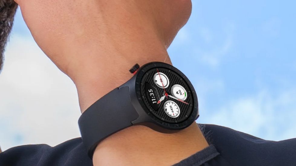 Motorola watch on the wrist closeup