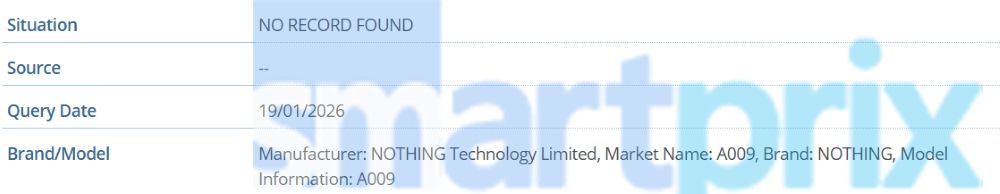 Nothing Phone A009P on GSMA IMEI database