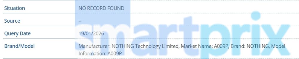 Nothing Phone A009 on GSMA IMEI database