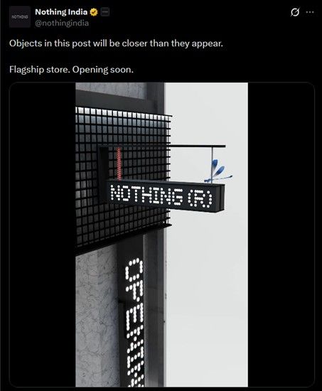Nothing India post on X about Nothing Store