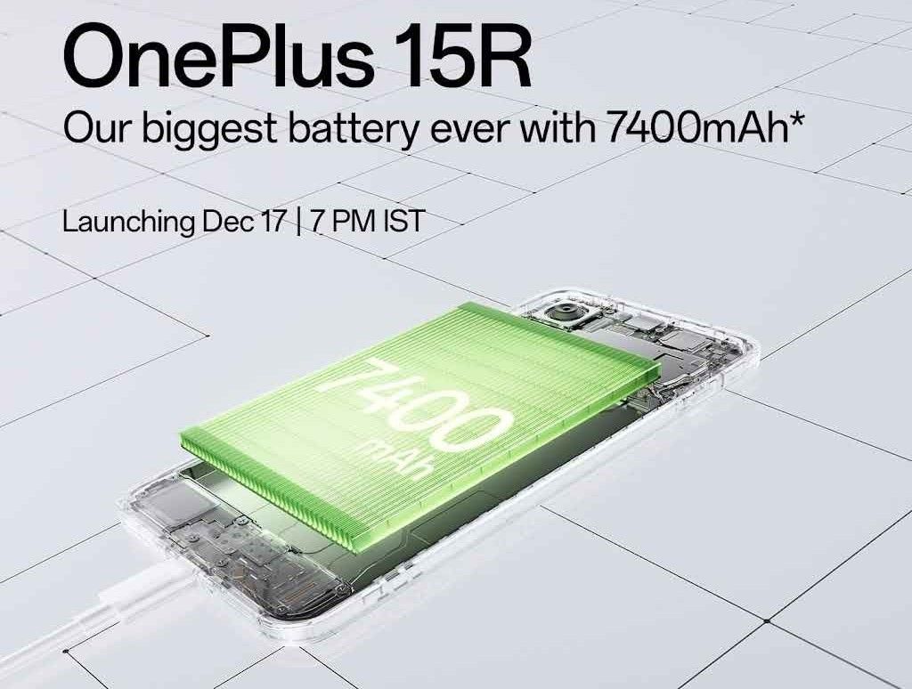 OnePlus 15R battery promo poster
