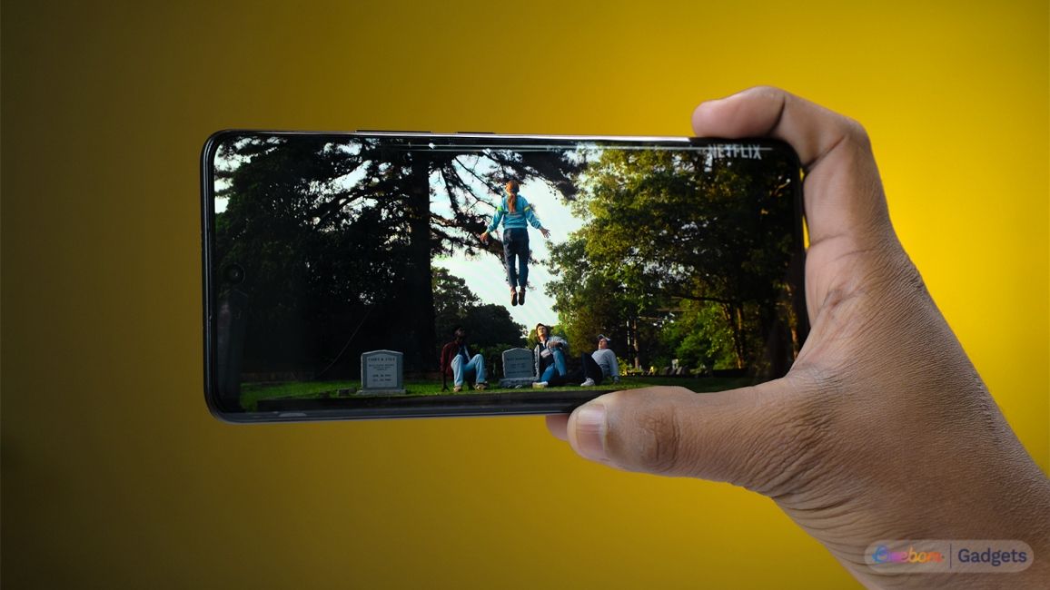 POCO M8 display showing a video playing