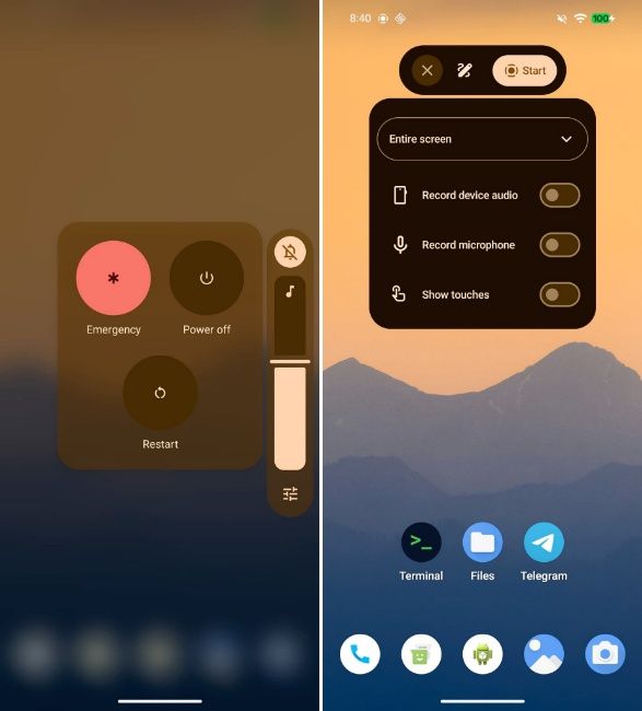 Android 17 new power menu and screen recording pill