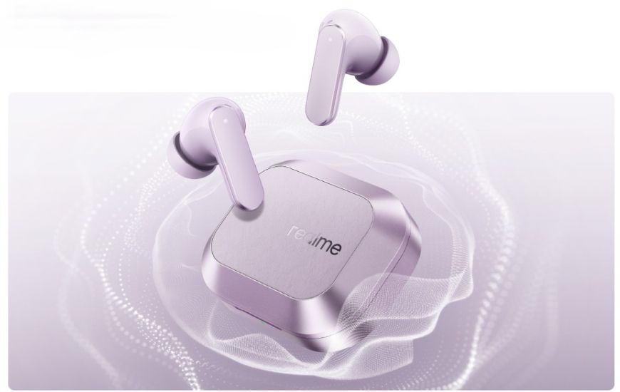 Realme Buds Air 8 in purple colourway Realme Buds Air 8 in purple colourway
